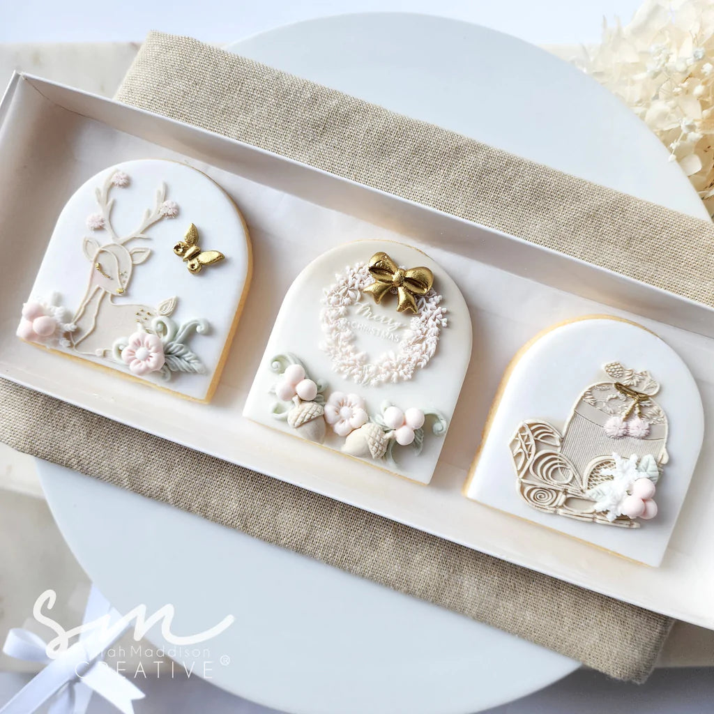 Mini Merry Christmas Wreath Cookie Stamp