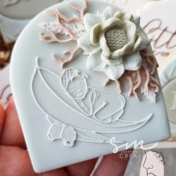 Baby on Gum Leaf Cookie Stamp